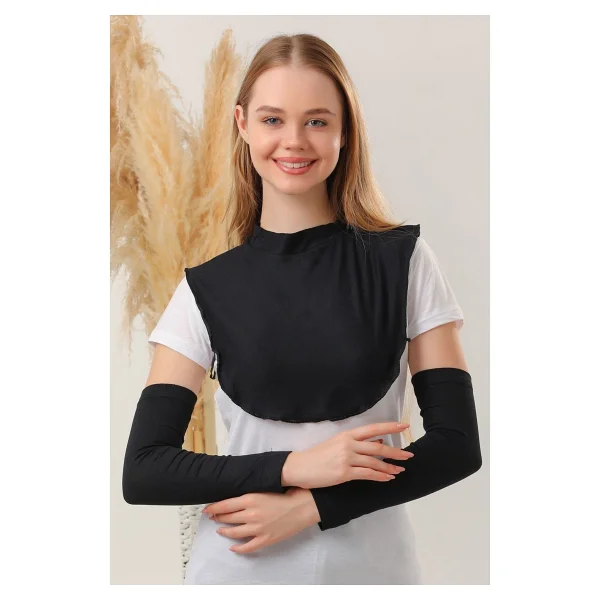 Melodi Scarf Tesettür Boyunluk Siyah - Standart - Görsel 4