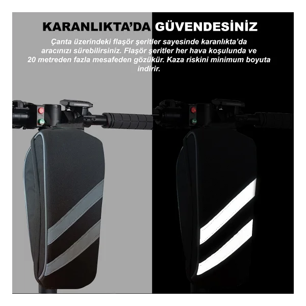 Microcase Taşınabilir Su Geçirmez 3 Bölmeli Geniş Iç Hacimli Flaşörlü Bisiklet Çantası Bisiklet Çantası Gri Al4249 - Görsel 4