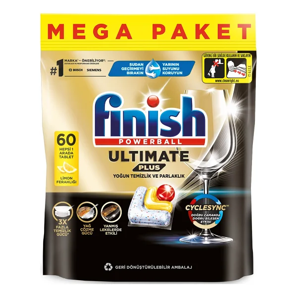 Finish Ultimate Plus Limon Ferahlığı Bulaşık Makinesi Tableti 60'lı - Görsel 2