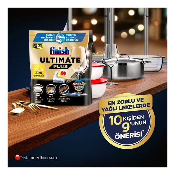 Finish Ultimate Plus Limon Ferahlığı Bulaşık Makinesi Tableti 60'lı - Görsel 3