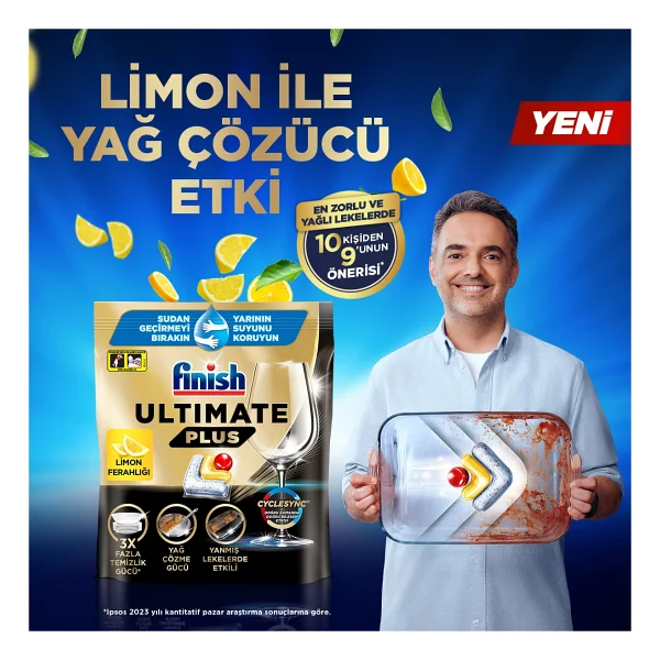 Finish Ultimate Plus Limon Ferahlığı Bulaşık Makinesi Tableti 60'lı - Görsel 7