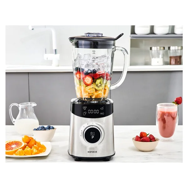 Karaca Paslanmaz Çelik Bıçaklar İle Buz Kırıcı 1,5 Lt Cam Sürahili Smoothie Blender Siyah - Görsel 8
