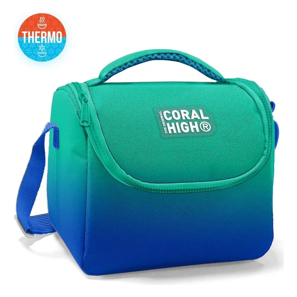 Coral High 11875 Yeşil Saks Mavisi Renk Geçişli Termoslu Beslenme Çantası - Görsel 2
