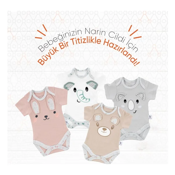 Gezenbebe Hero Bebekler İçin Nakışlı Kısa Kol Body Teddy (Organik) 12-18 Ay - Görsel 6
