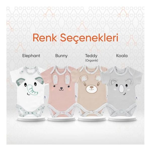 Gezenbebe Hero Bebekler İçin Nakışlı Kısa Kol Body Teddy (Organik) 12-18 Ay - Görsel 8