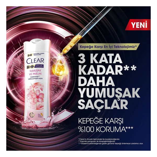 Clear Women Yumuşak ve Parlak 350 ml Kepek Şampuanı - Görsel 10
