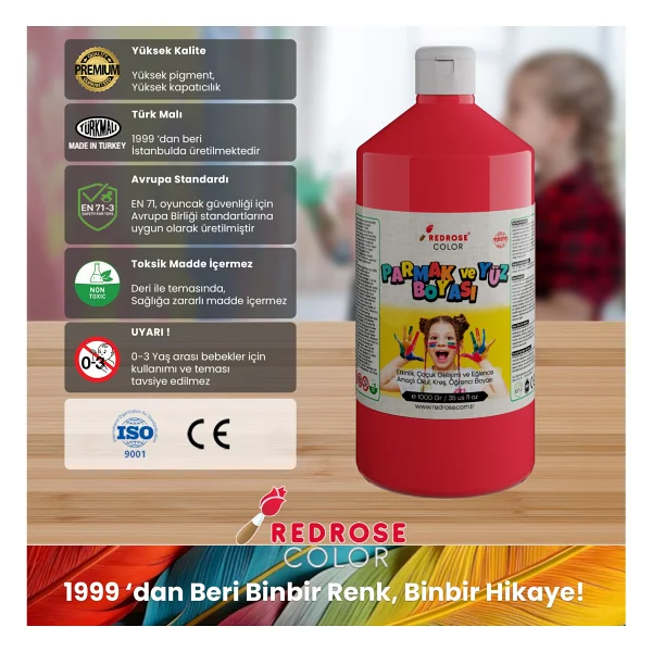 Red Rose 1000 gr Kırmızı Parmak Boyası - Görsel 7
