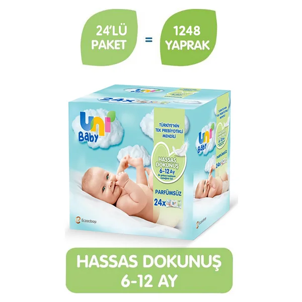 Uni Baby Hassas Dokunuş 52 Yaprak 24'lü Paket Islak Mendil - Görsel 2