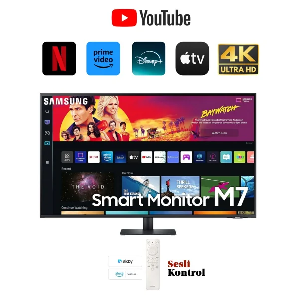 Samsung Dahili Hoparlörlü 43" 4K 60hz 4ms Smart Monitör TV Sesli Komut Ve Uzaktan Bağlantı Özellikli - Görsel 2