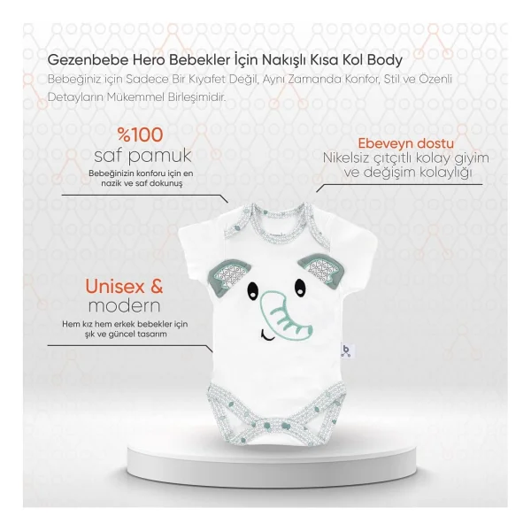 Gezenbebe Hero Bebekler İçin Nakışlı Kısa Kol Body Koala 9-12 Ay - Görsel 2