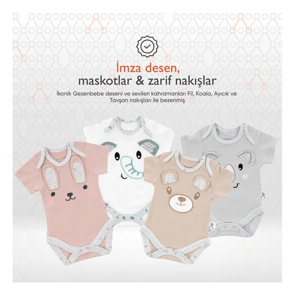Gezenbebe Hero Bebekler İçin Nakışlı Kısa Kol Body Koala 9-12 Ay - Görsel 5