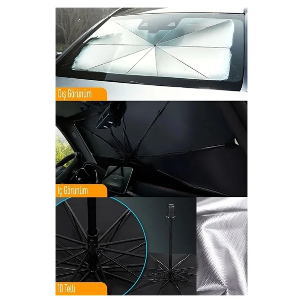 Eraks Car Accesories Tüm Araçlar Için Araba Ön Cam Güneşlik Katlanabilir Güneşlik Şemsiye Ön Cam Gölgelik Esnek - Görsel 2