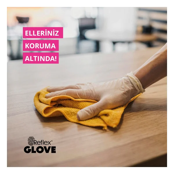 Reflex Flex Eldiven Tek Kullanımlık Pudrasız Pudrasız Eldiven - 100'lü Kutu - Beyaz - Görsel 4