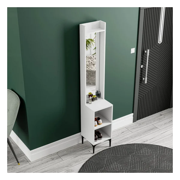 Mezza 5040 Royal 2 Raflı Aynalı Portmanto Modülü Beyaz - Görsel 3