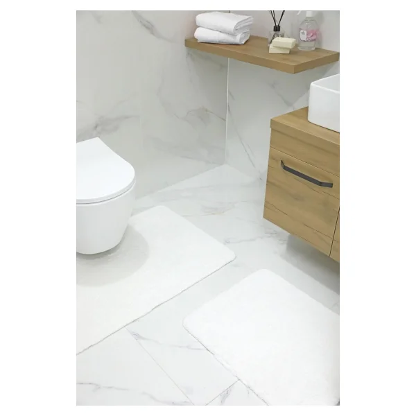 Devigo 2'li Kaydırmaz Peluş Banyo Paspası Banyo Klozet Takımı Klozet Paspas Takımı - Ekru - Görsel 5