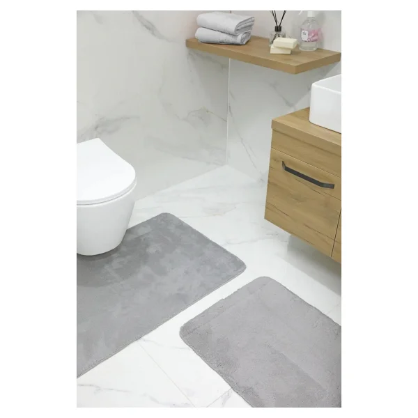 Devigo 2'li Kaydırmaz Peluş Banyo Paspası Banyo Klozet Takımı Klozet Paspas Takımı - Ekru - Görsel 8