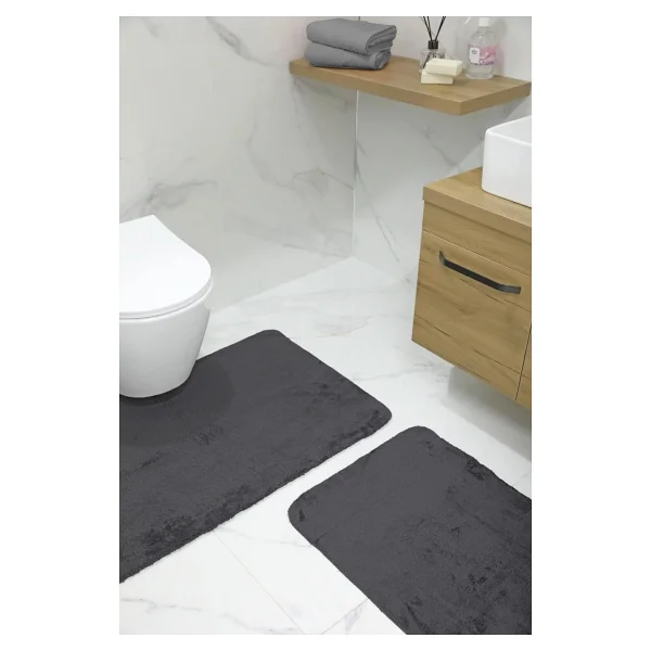 Devigo 2'li Kaydırmaz Peluş Banyo Paspası Banyo Klozet Takımı Klozet Paspas Takımı - Ekru - Görsel 6