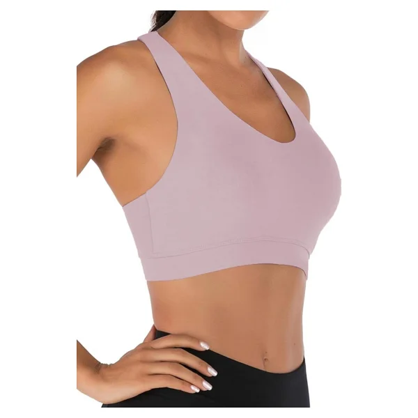 Ghassy Co. Kadın Çarpraz Sırt Detaylı Criss Cross Kaplı Yoga Egzersiz Fitness Spor Sütyeni Pudra XS - Görsel 2