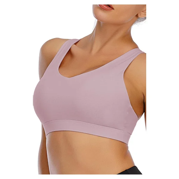 Ghassy Co. Kadın Çarpraz Sırt Detaylı Criss Cross Kaplı Yoga Egzersiz Fitness Spor Sütyeni Pudra XS - Görsel 3