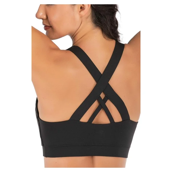 Ghassy Co. Kadın Çarpraz Sırt Detaylı Criss Cross Kaplı Yoga Egzersiz Fitness Spor Sütyeni Bej XS - Görsel 5