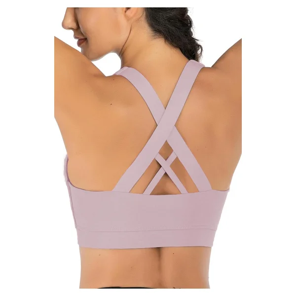 Ghassy Co. Kadın Çarpraz Sırt Detaylı Criss Cross Kaplı Yoga Egzersiz Fitness Spor Sütyeni Pudra M - Görsel 7