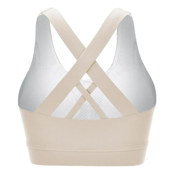 Ghassy Co. Kadın Çarpraz Sırt Detaylı Criss Cross Kaplı Yoga Egzersiz Fitness Spor Sütyeni Bej XS - Görsel 4