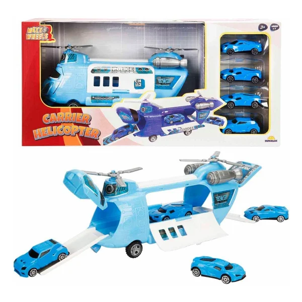 Maxx Wheels 4 Arabalı Taşıyıcı Helikopter - Polis Helikopteri - Görsel 6