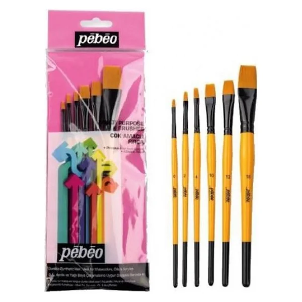 Pebeo Set-3 Düz Kesik Kısa Saplı 6'lı Fırça Seti - Görsel 3
