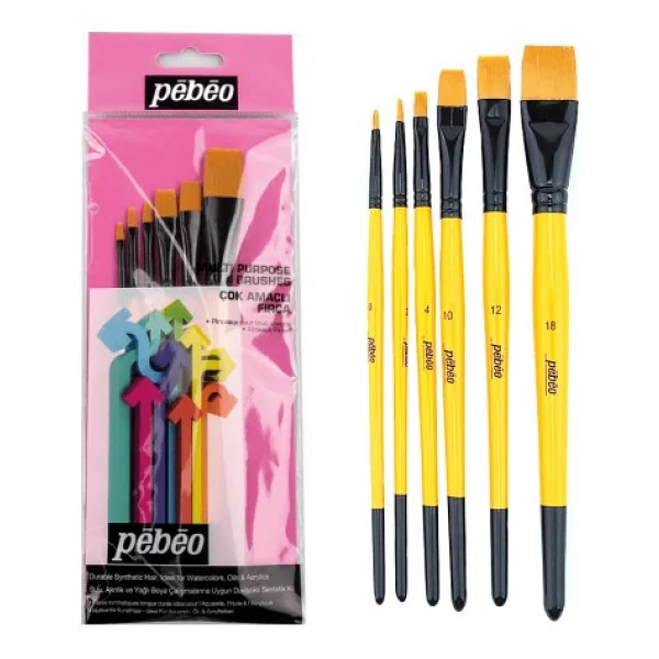 Pebeo Set-3 Düz Kesik Kısa Saplı 6'lı Fırça Seti - Görsel 4