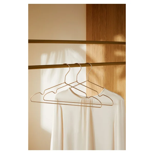 Ocean Home Textile 3 Adet Gold Metal Elbise Kıyafet Askısı, Giysi Askısı 22x41x0.4 Cm - Altın - Görsel 10