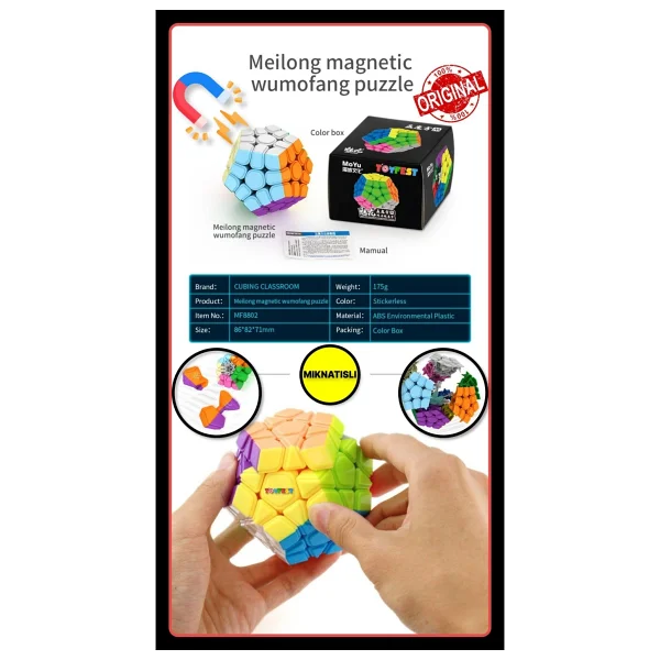 Toyfest Moyu Megaminx Magnetic Cube - Mıknatıslı Stickersız Akıl Zeka Rübik Küp - Görsel 6