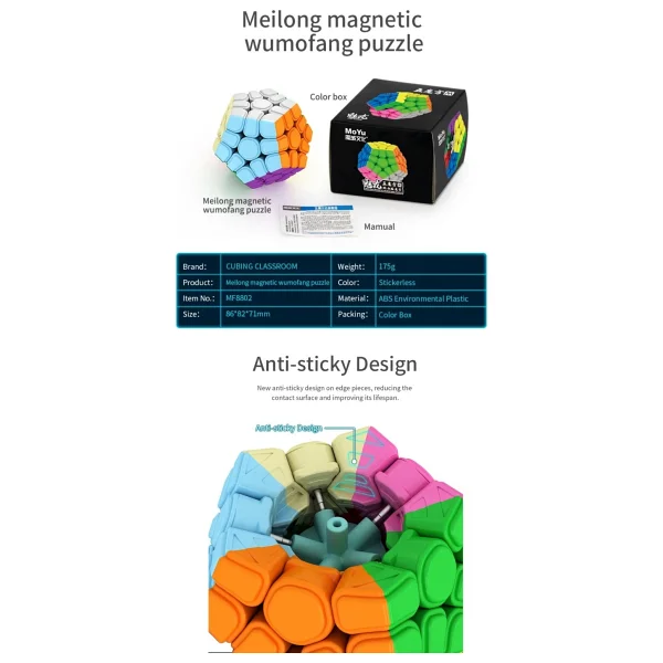 Toyfest Moyu Megaminx Magnetic Cube - Mıknatıslı Stickersız Akıl Zeka Rübik Küp - Görsel 4