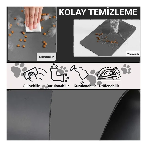Matgo Pati Evcil Hayvan Beslenme Matı 50 X 70 Cm - Siyah - Görsel 5