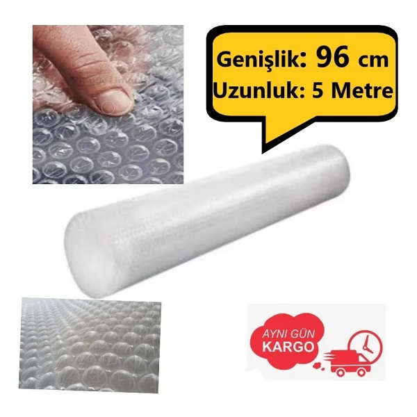 Balonlu Naylon Sargı 96cm Genişlikte 5 Metre Uzunlukta Havalı Eşya Koruma Ambalaj Pat Pat - Görsel 7