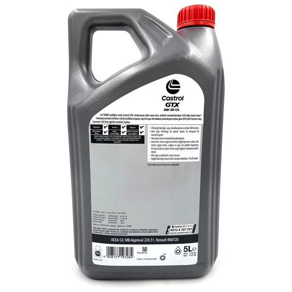 Castrol GTX 5w-30 C4 5 Lt Motor Yağı - Görsel 4