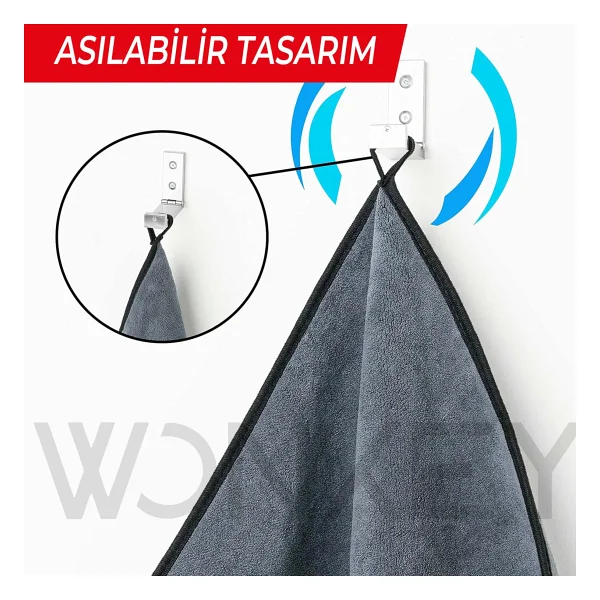 Wonkey - Sporcu Fitness Antreman Havlusu 30x100 Cm, Ultra Hafif Ve Hızlı Kuruyan Mikrofiber Spor Havlu, Gym Boks Pilates Tenis Havlusu (2'i Paket - Gri) - 30 X 100 Cm - Görsel 5