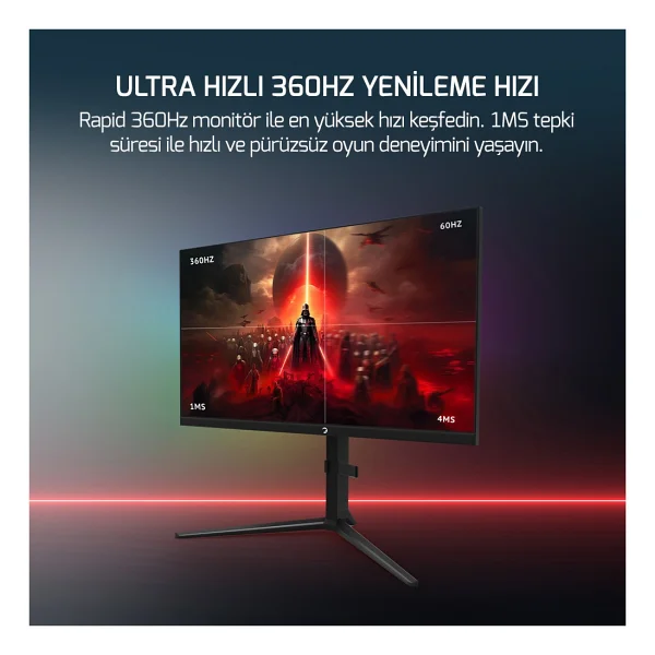 Gamepower Rapid 27'' 1 Ms Full HD Pivot Ips 360 Hz Oyuncu Monitörü - Görsel 2