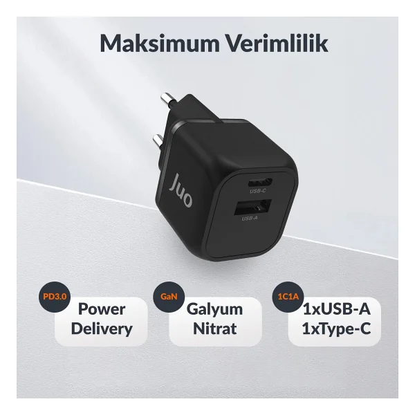 Juo G201c1a-B Siyah 20 W Hızlı Şarj Adaptörü - Görsel 5