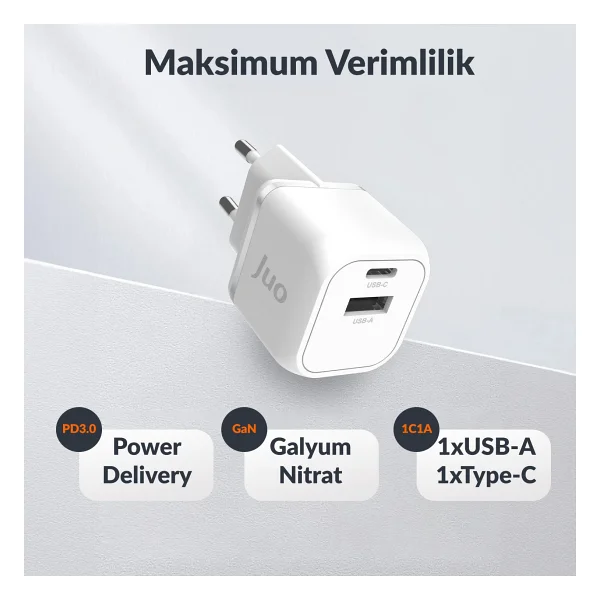 Juo G201c1a-W Beyaz 20 W Hızlı Şarj Adaptörü - Görsel 5