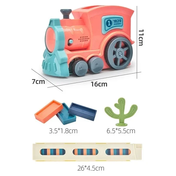 Minio Baby - Işıklı Sesli Domino Tren - Otomatik Domino Dizilimi - Eğitici Oyuncak - Pembe - Görsel 2