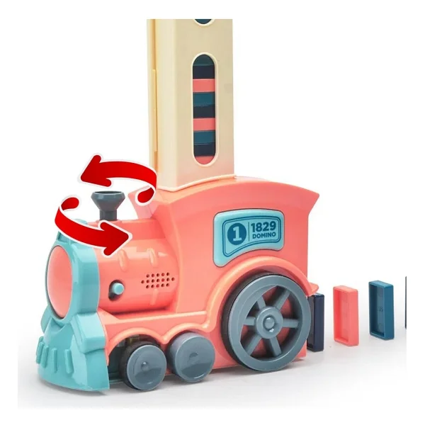 Minio Baby - Işıklı Sesli Domino Tren - Otomatik Domino Dizilimi - Eğitici Oyuncak - Pembe - Görsel 4
