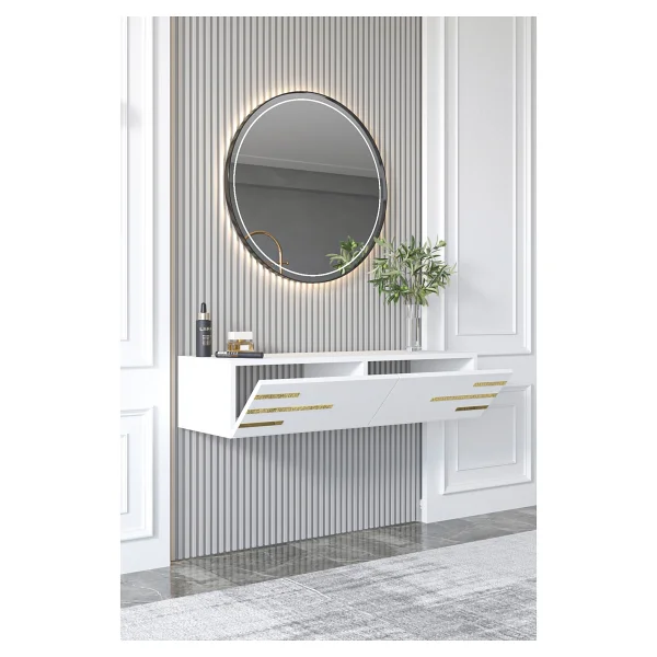 Givayo Mobilya İon Dresuar Gold 100 Cm Beyaz - Görsel 3