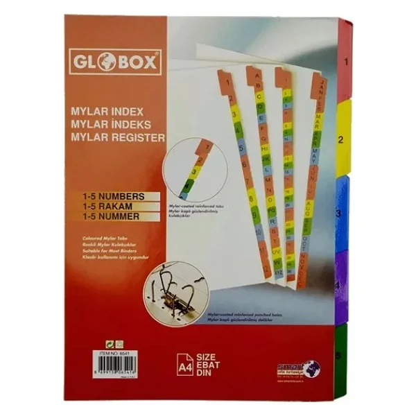 Globox 6541 Mylar Karton Ayraç A4 1-5 Rakam - Görsel 2
