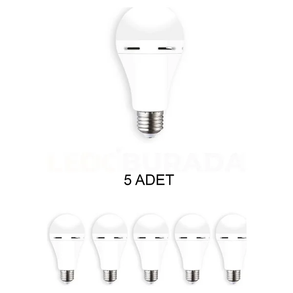 Cata Ct-4229 Beyaz Işık 9 W E27 Şarjlı 5'li LED Ampul - Görsel 3
