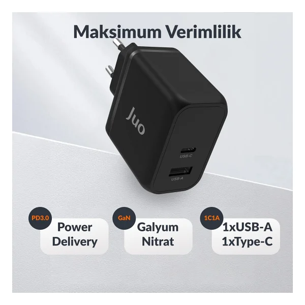 Juo G651c1a-B Siyah 65 W Hızlı Şarj Adaptörü - Görsel 5