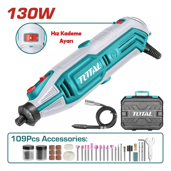Total 130 W Gravür Makinası Tg513326e Mini Dremel Testere Kesme Makine Kömürlü - Görsel 2