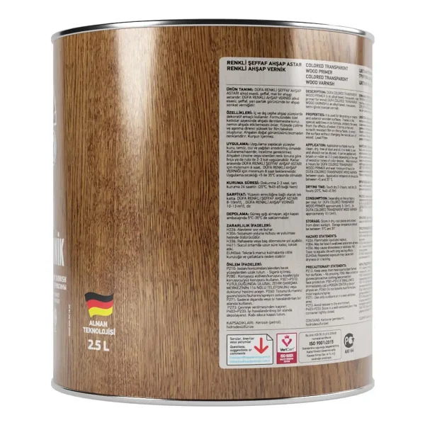 Düfa Art-Tex Renkli Ahşap Verniği 9501 Siyah 2.5 L - 2.5 Lt - Görsel 3