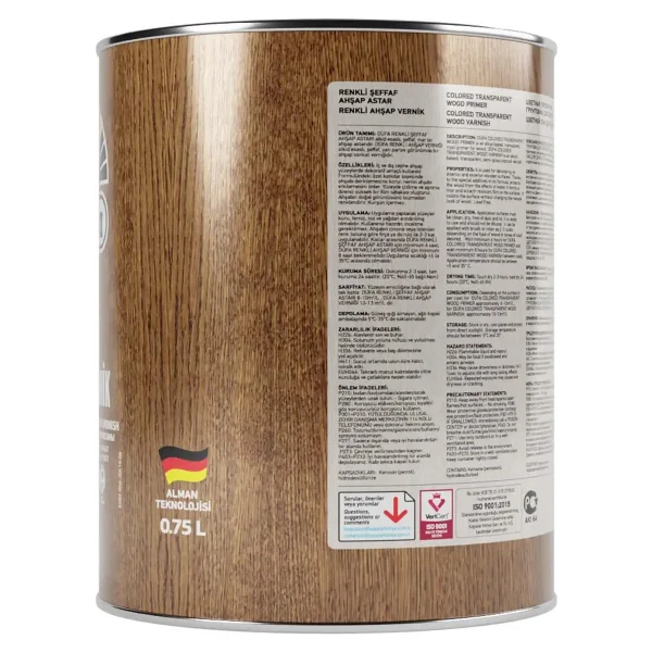 Düfa Art-Tex Renkli Ahşap Verniği 8955 Fındık 0.75 L - Görsel 3
