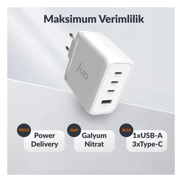 Juo G1003c1a-W Beyaz 100 W Hızlı Şarj Adaptörü - Görsel 5