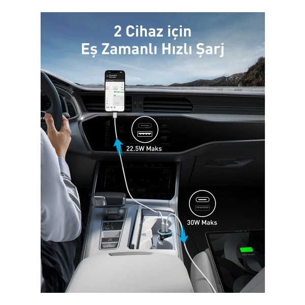 Anker 323 A2735 52.5 W Hızlı Araç Şarj Aleti - Görsel 5